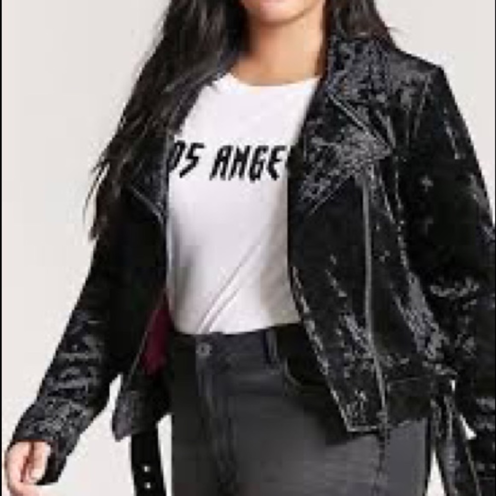 Forever 21 crushed velvet Moto jacket - Picture 3 of 3